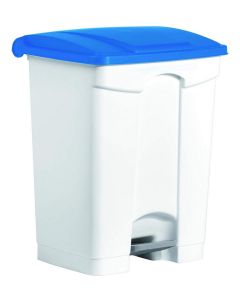 Photo Poubelle à pédale avec couvercle - 70 litres - Blanc/Bleu : HELIT H2402234 