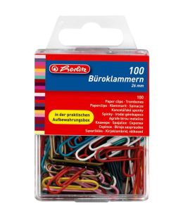 Photo Boite de 100 trombones en métal plastifié - 26 mm : HERLITZ  8760811