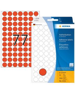 Photo HERMA : Lot de 2464 étiquettes adhésives rondes - 13,0  mm - Rouge