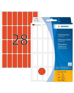 Photo HERMA 2362 : Lot de 896 étiquettes - 13,0 x 40,0 mm - Rouge