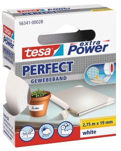 Photo TESA 00028-03 : Ruban adhésif toile extra Power - Blanc - 19 mm x 2.75 m