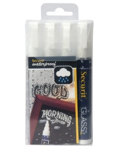 Feutre à craie liquide Waterproof 2 - 6 mm - Blanc : SECURIT Lot de 4 Image